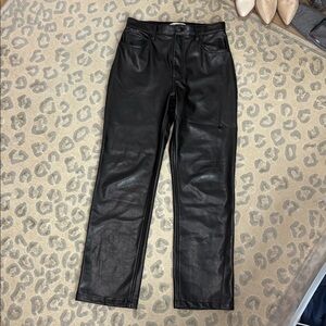 Abercrombie & Fitch black Faux Leather Straight leg ultra high rise Pant 29/8